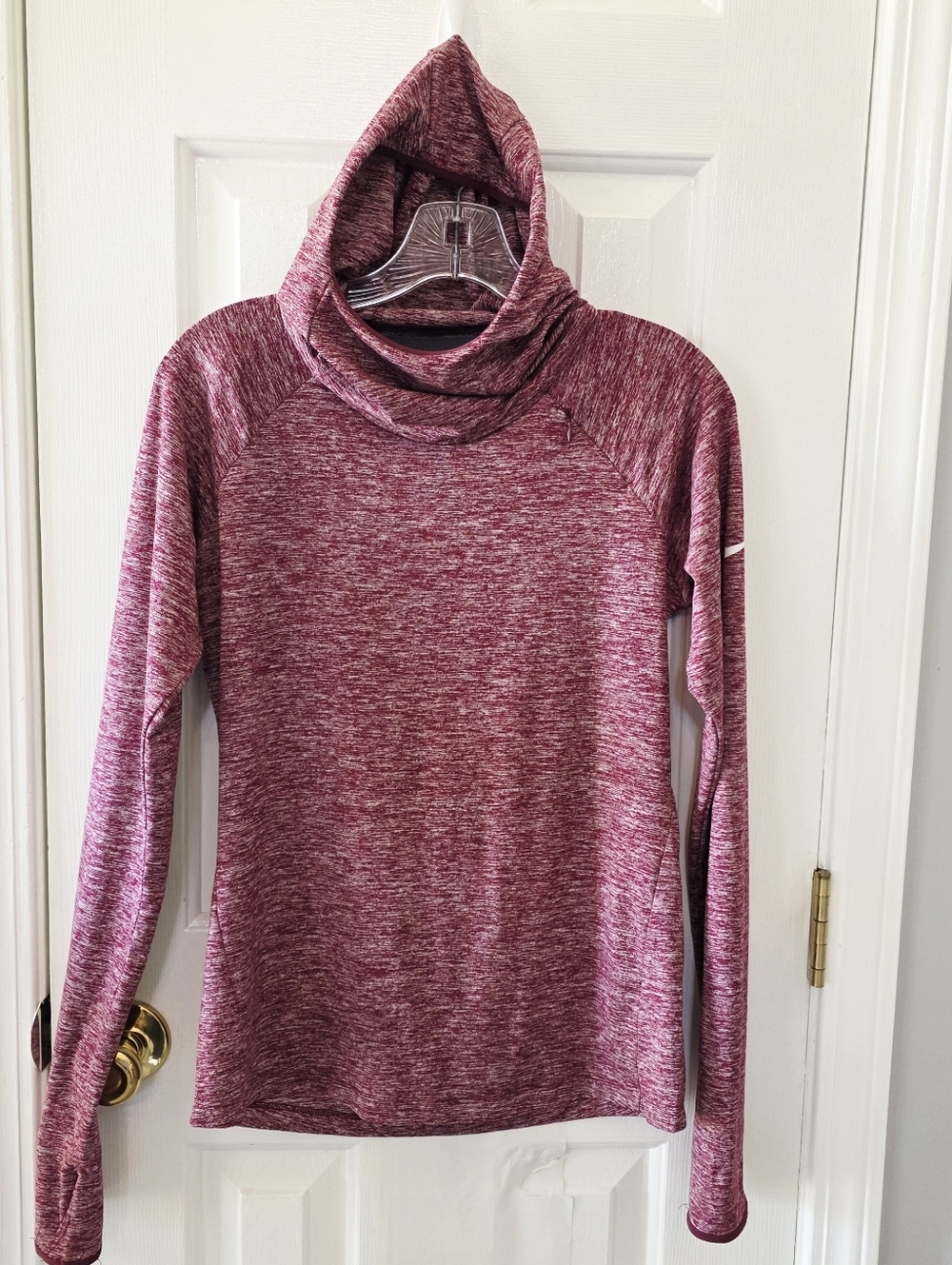 Nike Burgundy Marled Cowl Hooded Pullover Small
